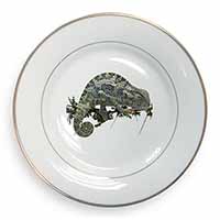 Chameleon Lizard Gold Rim Plate Printed Full Colour in Gift Box