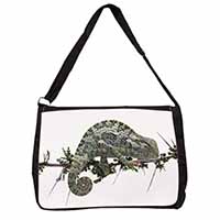 Chameleon Lizard Large Black Laptop Shoulder Bag School/College