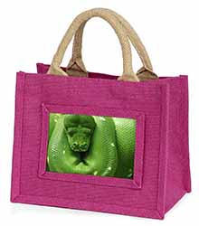 Green Tree Python Snake Little Girls Small Pink Jute Shopping Bag
