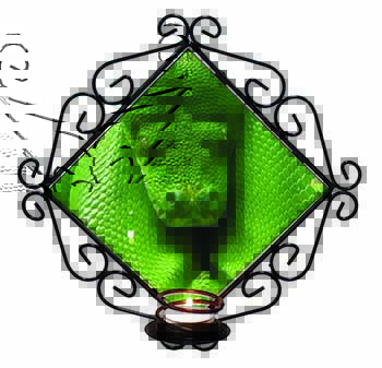 Green Tree Python Snake Wrought Iron Wall Art Candle Holder