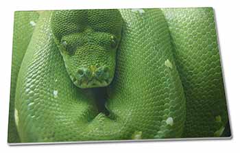 Large Glass Cutting Chopping Board Green Tree Python Snake