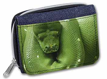 Green Tree Python Snake Unisex Denim Purse Wallet