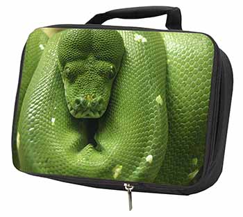 Green Tree Python Snake Black Insulated School Lunch Box/Picnic Bag
