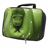 Green Tree Python Snake Black Insulated School Lunch Box/Picnic Bag