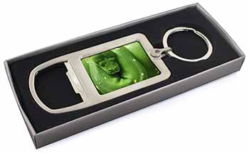 Green Tree Python Snake Chrome Metal Bottle Opener Keyring in Box