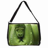 Green Tree Python Snake Large Black Laptop Shoulder Bag School/College