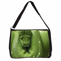Green Tree Python Snake Large Black Laptop Shoulder Bag School/College
