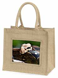 Boa Constrictor Snake Natural/Beige Jute Large Shopping Bag