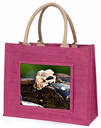 Boa Constrictor Snake Large Pink Jute Shopping Bag