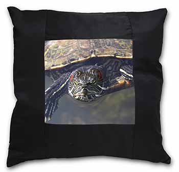 Terrapin Intrigued by Camera Black Satin Feel Scatter Cushion