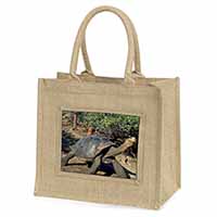 Giant Galapagos Tortoise Natural/Beige Jute Large Shopping Bag