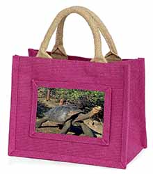Giant Galapagos Tortoise Little Girls Small Pink Jute Shopping Bag