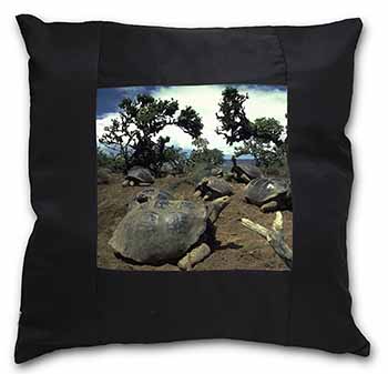 Galapagos Tortoise Black Satin Feel Scatter Cushion