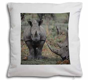 Rhinocerous Rhino Soft White Velvet Feel Scatter Cushion