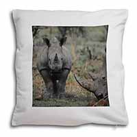 Rhinocerous Rhino Soft White Velvet Feel Scatter Cushion
