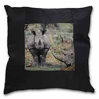 Rhinocerous Rhino Black Satin Feel Scatter Cushion