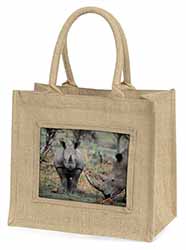 Rhinocerous Rhino Natural/Beige Jute Large Shopping Bag