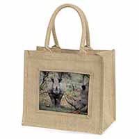Rhinocerous Rhino Natural/Beige Jute Large Shopping Bag