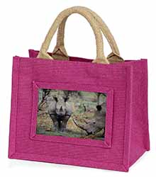 Rhinocerous Rhino Little Girls Small Pink Jute Shopping Bag