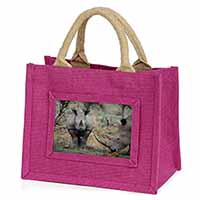 Rhinocerous Rhino Little Girls Small Pink Jute Shopping Bag