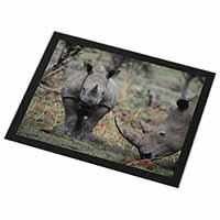 Rhinocerous Rhino Black Rim High Quality Glass Placemat