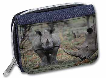 Rhinocerous Rhino Unisex Denim Purse Wallet