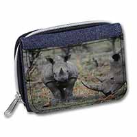 Rhinocerous Rhino Unisex Denim Purse Wallet