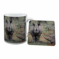 Rhinocerous Rhino Mug and Coaster Set