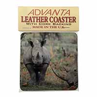 Rhinocerous Rhino Single Leather Photo Coaster