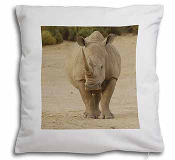 Rhinocerous Rhino Soft White Velvet Feel Scatter Cushion