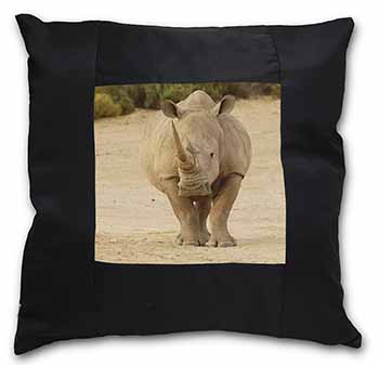 Rhinocerous Rhino Black Satin Feel Scatter Cushion