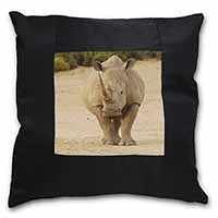 Rhinocerous Rhino Black Satin Feel Scatter Cushion