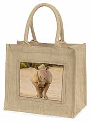 Rhinocerous Rhino Natural/Beige Jute Large Shopping Bag