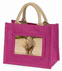 Rhinocerous Rhino Little Girls Small Pink Jute Shopping Bag