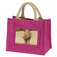 Rhinocerous Rhino Little Girls Small Pink Jute Shopping Bag