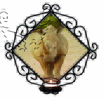 Rhinocerous Rhino Wrought Iron Wall Art Candle Holder
