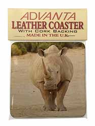 Rhinocerous Rhino Single Leather Photo Coaster