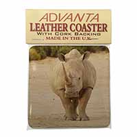 Rhinocerous Rhino Single Leather Photo Coaster, Printed Full Colour  - Advanta Group®