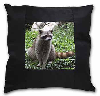 Racoon Lemur Black Satin Feel Scatter Cushion