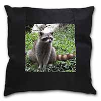 Racoon Lemur Black Satin Feel Scatter Cushion