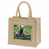 Racoon Lemur Natural/Beige Jute Large Shopping Bag