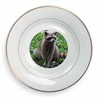 Racoon Lemur Gold Rim Plate Printed Full Colour in Gift Box