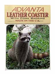 Racoon Lemur Single Leather Photo Coaster