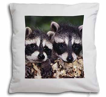 Cute Baby Racoons Soft White Velvet Feel Scatter Cushion