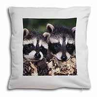 Cute Baby Racoons Soft White Velvet Feel Scatter Cushion