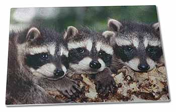 Large Glass Cutting Chopping Board Cute Baby Racoons