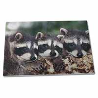 Large Glass Cutting Chopping Board Cute Baby Racoons