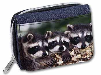 Cute Baby Racoons Unisex Denim Purse Wallet