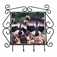 Cute Baby Racoons Wrought Iron Key Holder Hooks