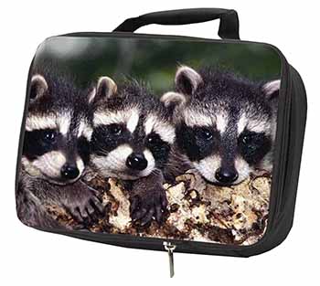 Cute Baby Racoons Black Insulated School Lunch Box/Picnic Bag